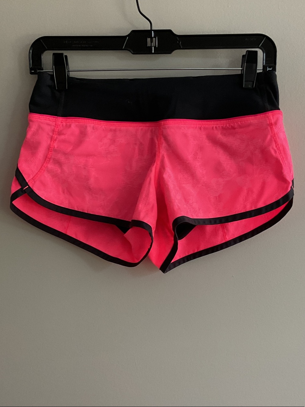 lululemon athletica Neon Pink Running  Shorts with Black Trim